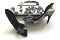 Karen Millen stunning peeptoe shoes matching bag butterfly design size 7 