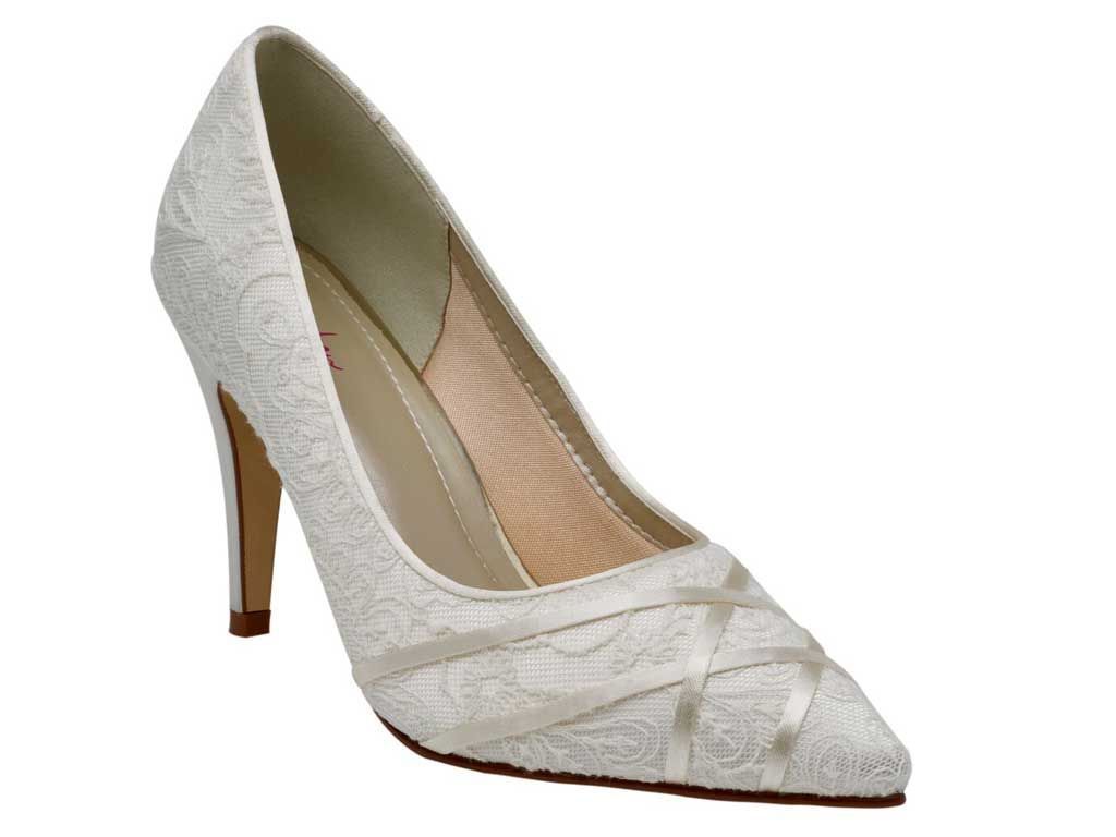 Rainbow Club mother bride occasions pale grey |ivory lace shoes size 6