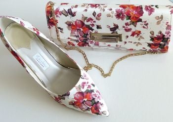 raspberry shoes and matching bag