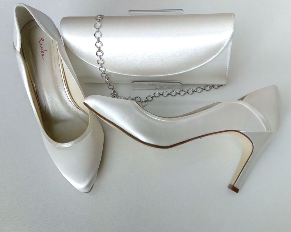 Rainbow Club Ivory wedding mother bride shoes matching bag size 6
