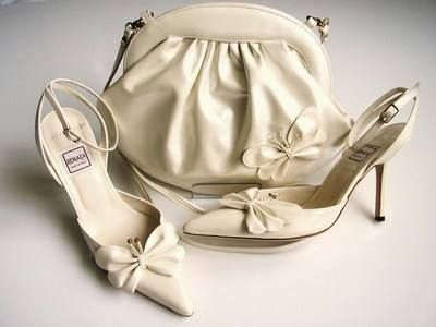 Renata pearlized ivory shoes and matching bag