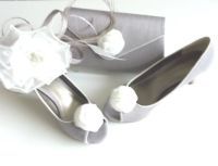 Jacques Vert shoes fascinator matching bag Mocha rosebud feature size 5 mother bride