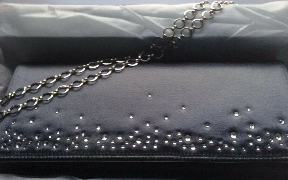 Rainbow Club hand dyed medium/dark grey satin with crystals satin occasions