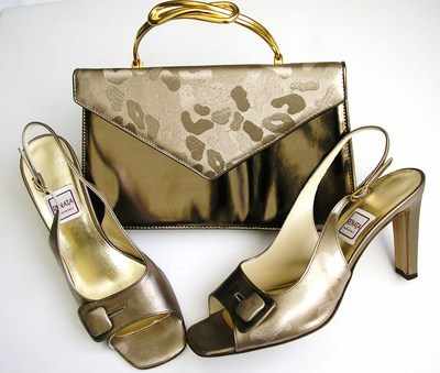 Renata Bronze Peep Toe Sandals Size 5 & Matching Bag