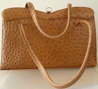 Ackery designer ostrich leather bag large twin handle.vintage .
