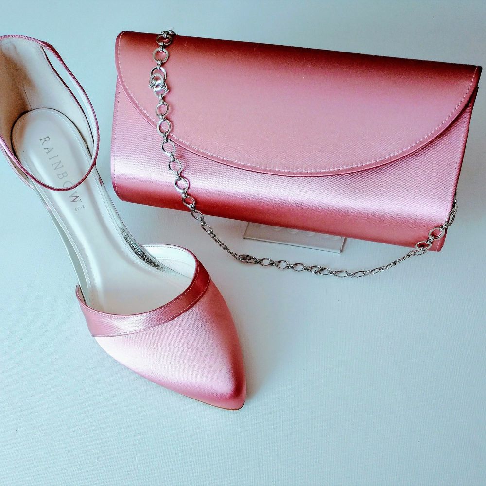 Rainbow Club occasions matching pink satin shoes and bag size 6.5