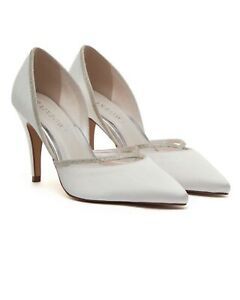 Rainbow Club occasions shoes ivory satin with shimmer detail size 7.5 