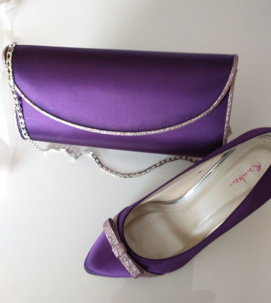 Rainbow Club purple mulberry occasions shoes matching bag size 4