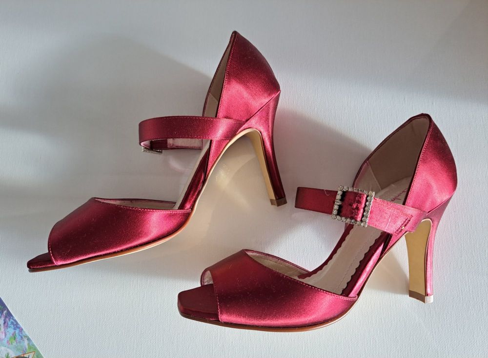 Rainbow Club 'Elle' Burgundy Red Wedding/Party/Occaision Satin Sandals Size