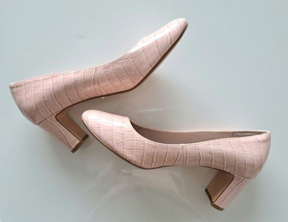Dune occaision pink mock croc court shoe size 6