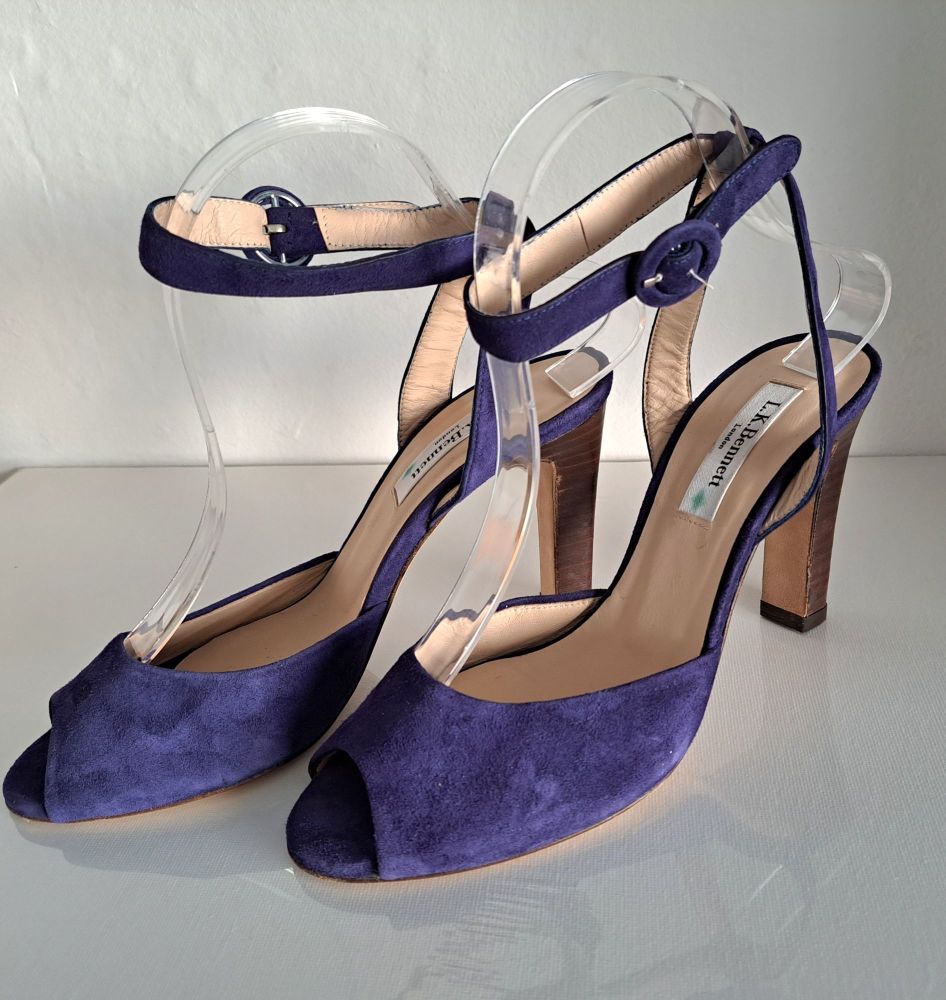 L K Bennett Purple Suede Peep Toe Sandals size 5