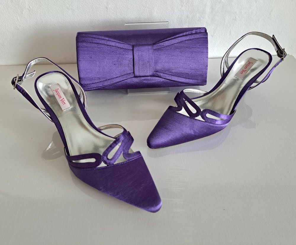 Jacques Vert purple Viola shoes matching bag mother bride size 4 