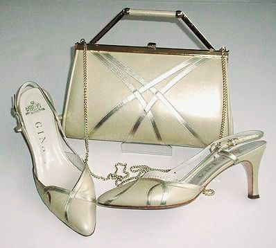 Gina shoes matching bag pale gold kid mother bride size 4
