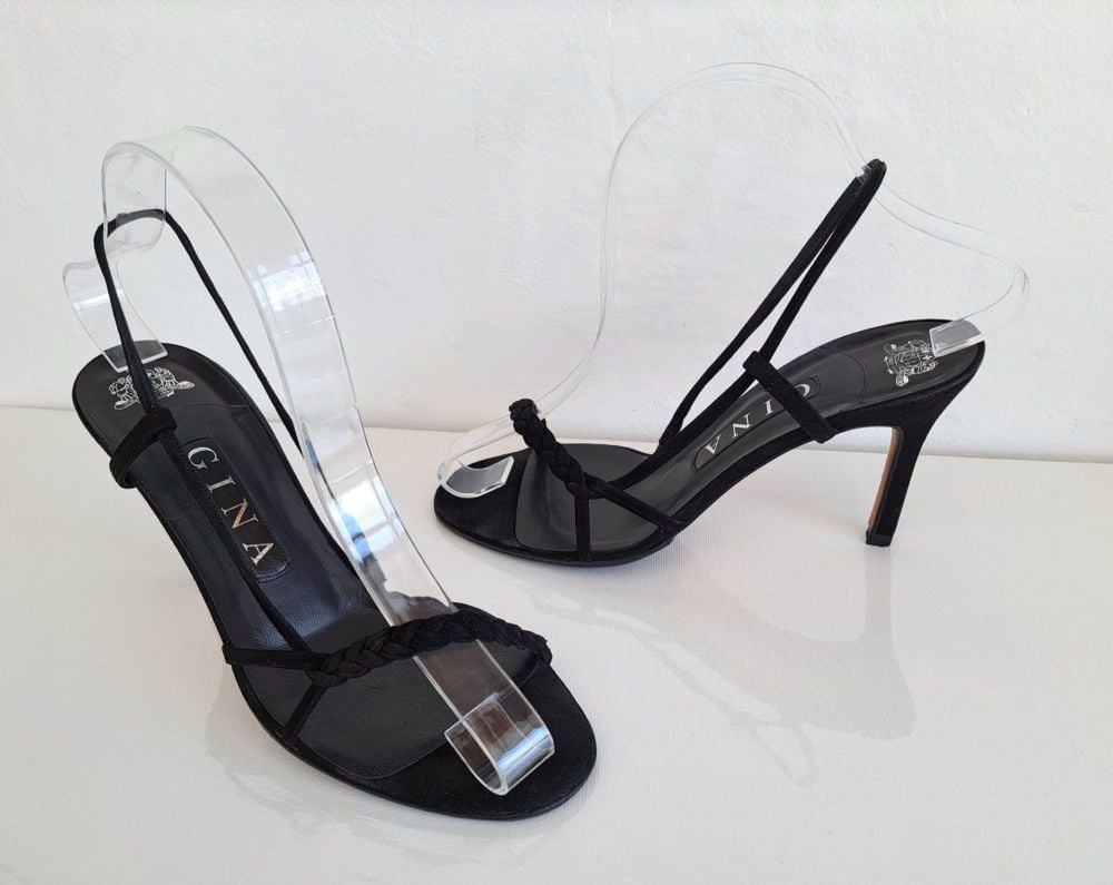  Gina London shoes black velvet stiletto sandals  size 4