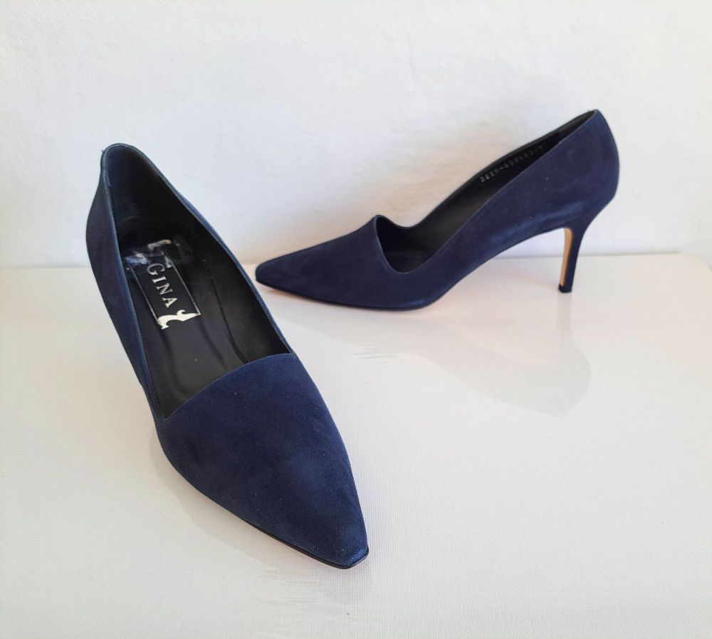 Gina London dark navy nubuck stiletto court shoes size 6