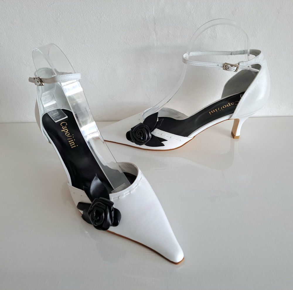 Capollini Italian Designer White/Black Shoes Size 6