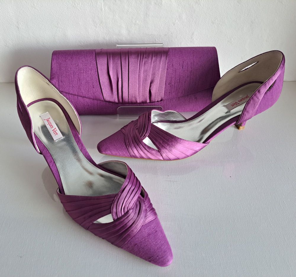 Jacques Vert purple matching occasion shoes and bag size 6 