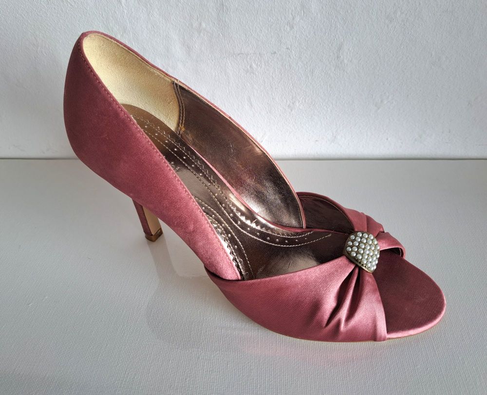 Phase Eight Blush Pink Satin Peep Toe Shoes Size 5
