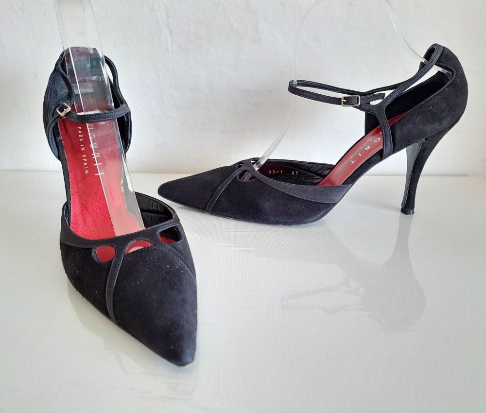 Magrit designer shoes black nubuck stiletto heels Size 7