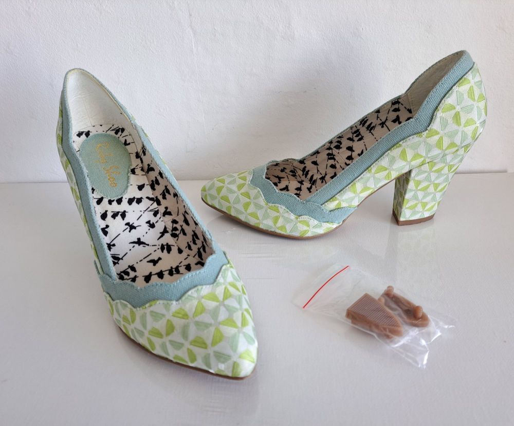 Ruby Shoo Pistachio Green/Baby Blue Court Shoe Size 6