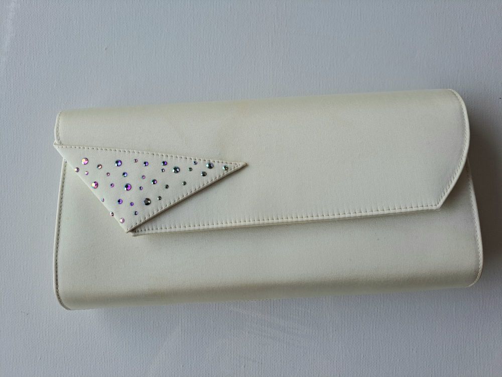 Magrit designer evening bag cream crystals used