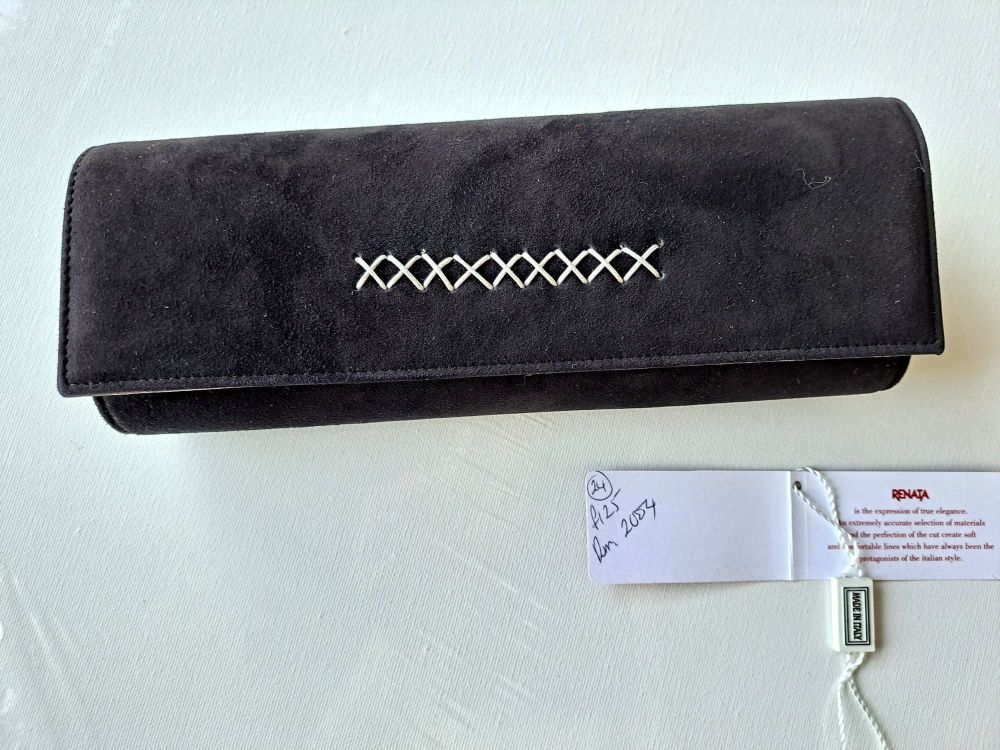 Renata Italian designer clutch bag  black velvet  
