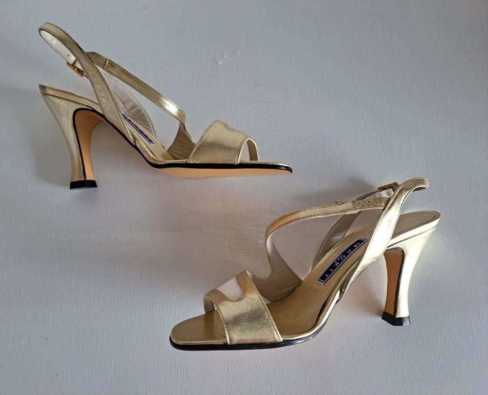 Magrit Gold evening shoes wedding heels size 3