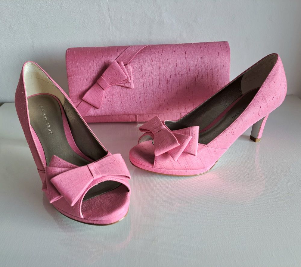 Jacques Vert pink peeptoe shoes  matching bag size 3.5 to 4