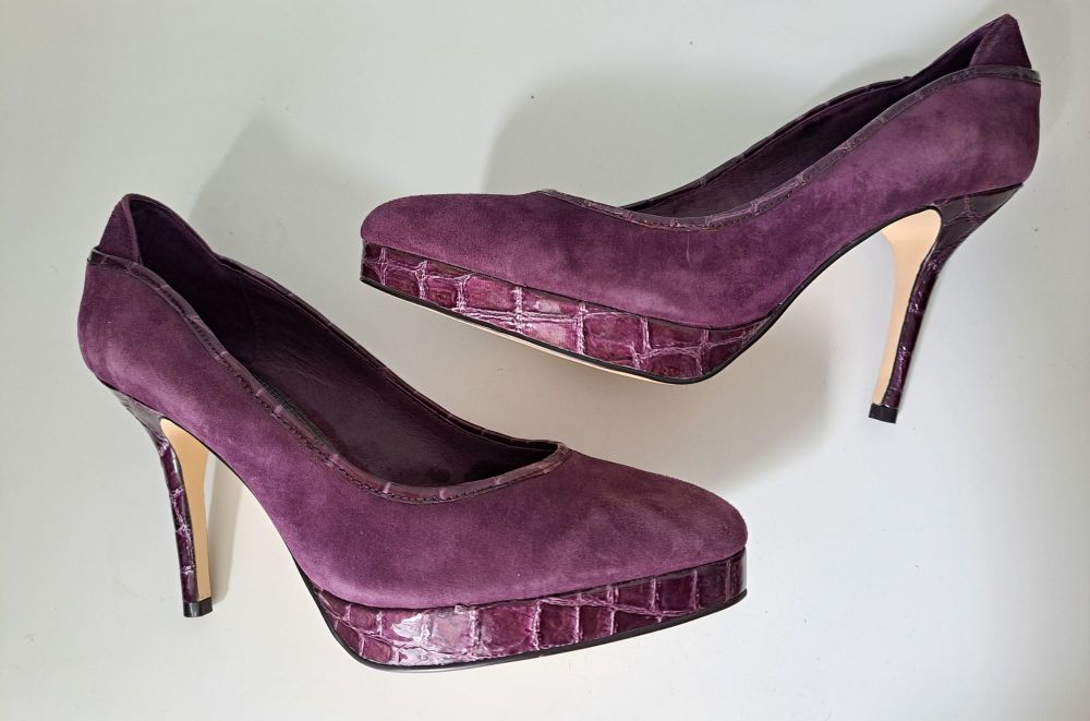 Menbur Designer Purple Suede Platform Shoes size 3