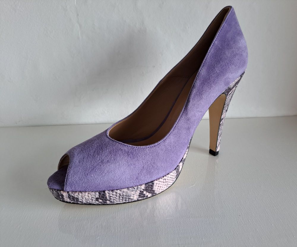 Sessa  Lilac Suede Platform Peep Toe Shoes 5  6 - 6.5