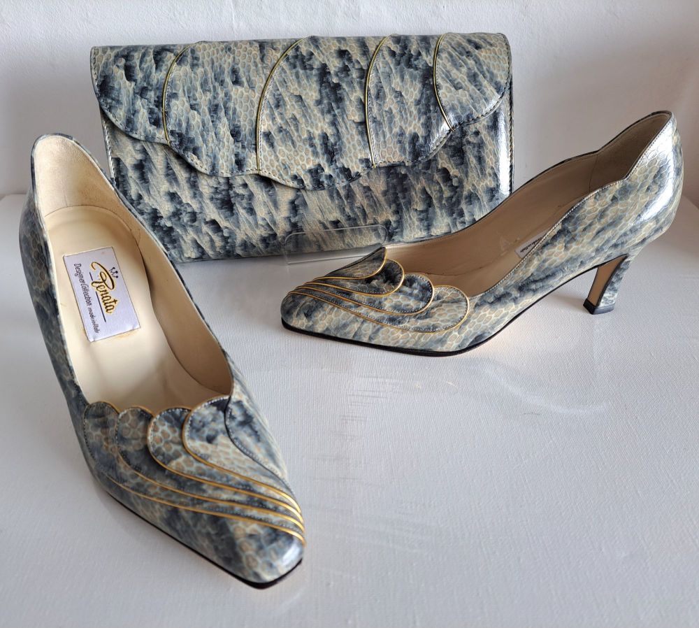 Renata Marble Effect Occasion Shoes Size 3.5 & Matching Bag