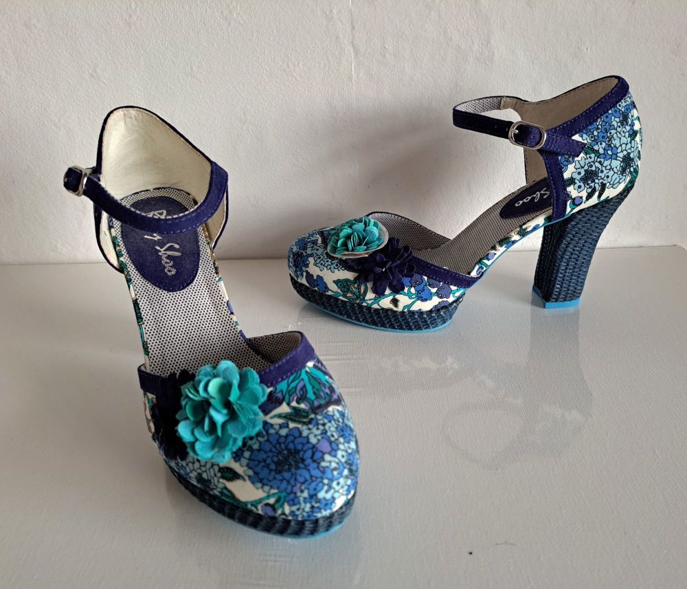Ruby Shoo Navy Floral Shoe Size 4 NEW