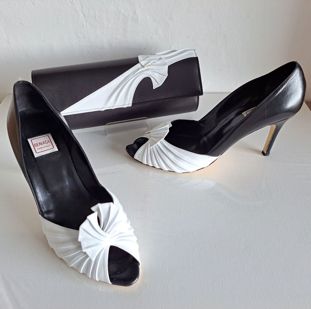 Renata shoes matching bag black with white size 8 preloved