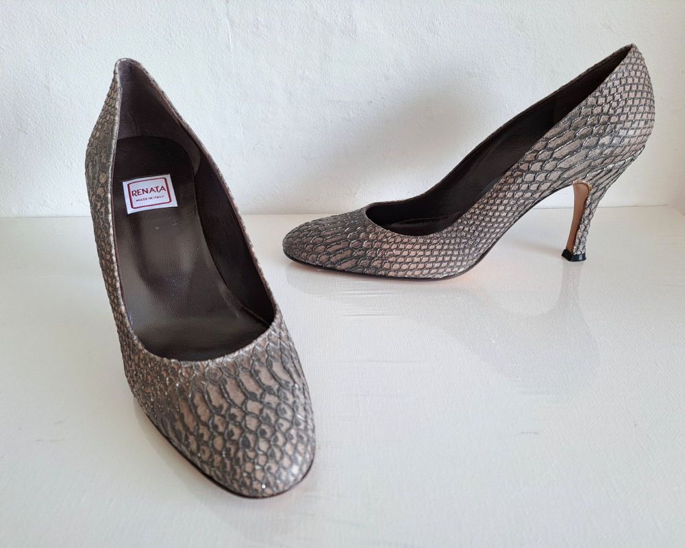 Renata designer shoes brown pink silver size 6.5 - 7