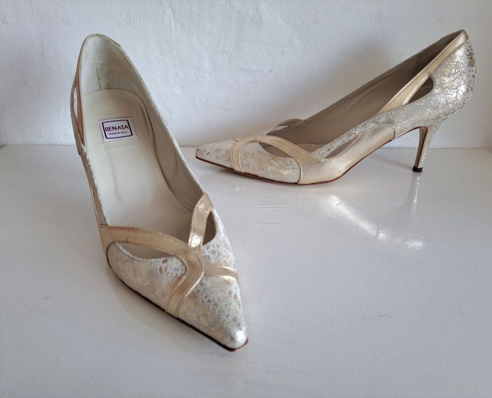 Renata Gold Marble Effect Shoes size 8