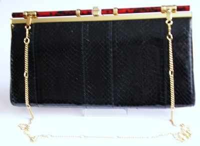 Designer Ackery bag shoulder/clutch.black snakeskin.vintage