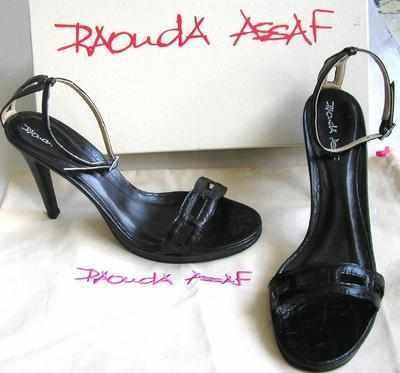 Raouda Assaf Black Leather Stiletto Shoes size 4
