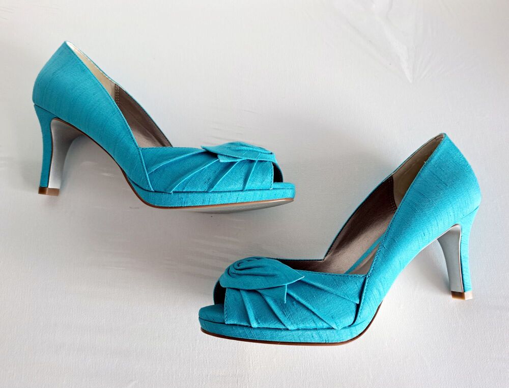 Jacques Vert Turquoise Blue Peep Toe Shoes size 5