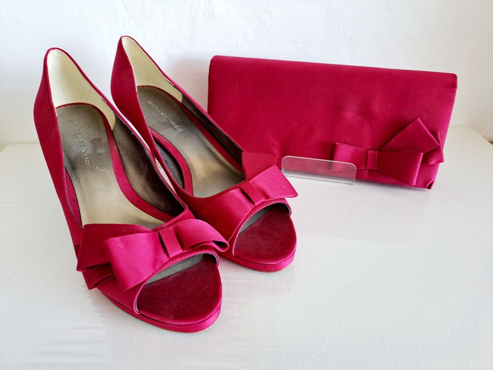 Jacques Vert Red Shoes size 6 & Matching Bag