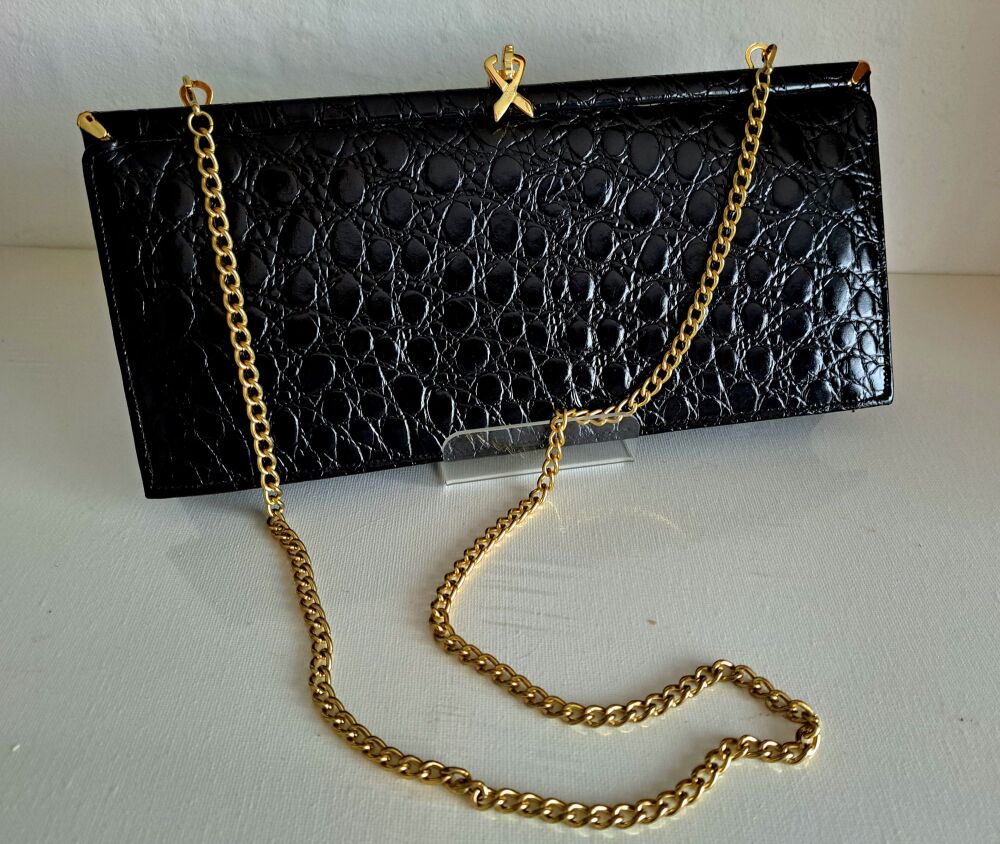 Ackery designer bag black leather shoulder clutch