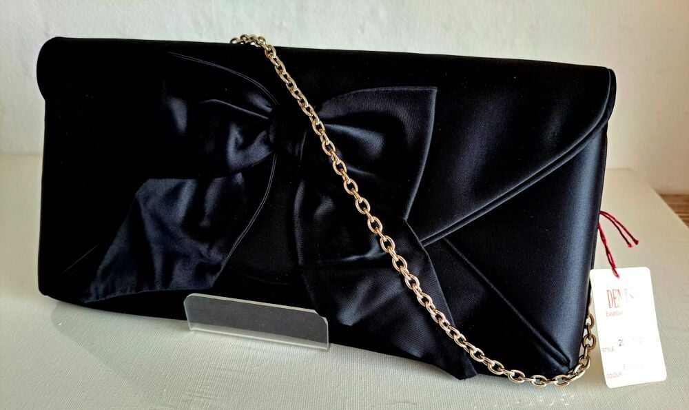 Dents designer clutch bag black satin evening  occasions bag