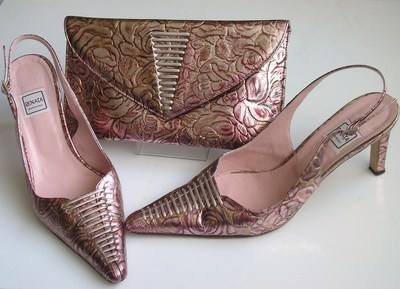 Designer shoes matching bag Renata rose/silver size 7
