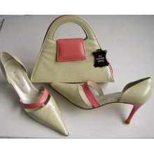 Capollini designer shoes matching bag pale green pink size 5.5.