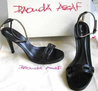 Designer shoes.Rouda Assaf  Stiletto heels black leather,size 4