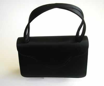 Designer bag Magrit black satin top handle evening bag