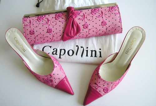 Capollini hot pink shoes clutch size 4