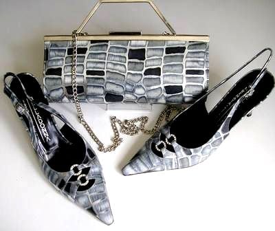 Renata shoes matching bag grey black silver crystals size 6.5