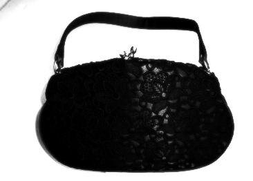 Waldybag Designer evening bag black guipure lace vintage used