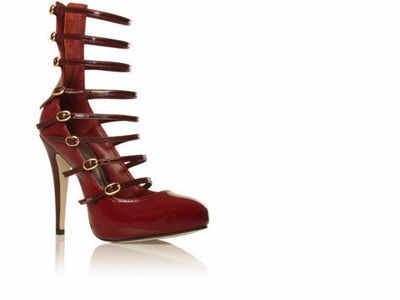 Carvela Kurt Geiger shoes dark red patent zip 5 inch heels size 4