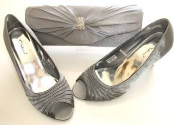 silver grey shoes and handbags